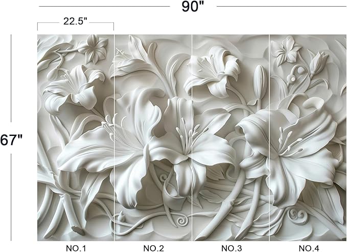 Cliouar-Plaster Floral Decorative Pattern Mural Wallpaper Peel and Stick 90" x 67"