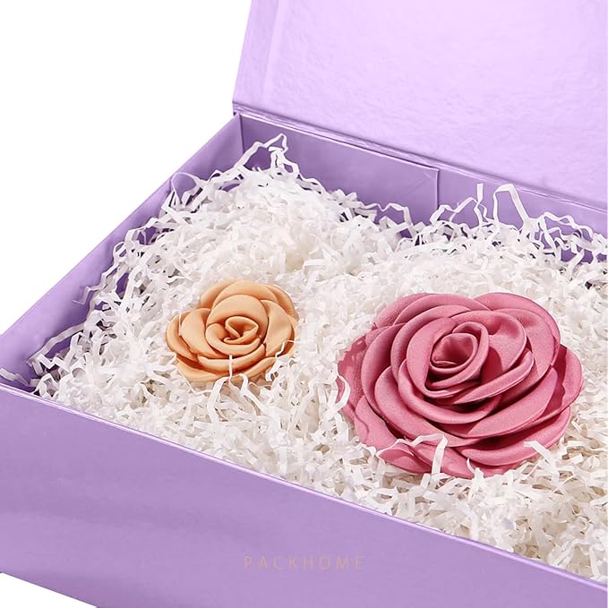 PACKHOME 6 Large Gift Boxes with Lids 13.5x9x4.1 Inches, Sturdy Collapsible Gift Boxes with Magnetic Closure (Glossy Light Purple)