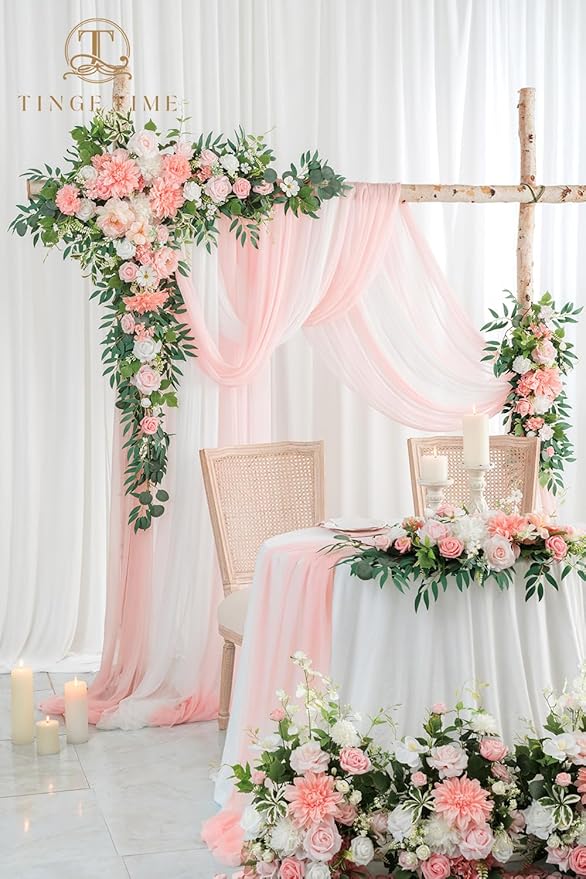 TINGE TIME Artificial Arch Flowers Kit Pack of 5, Wedding Decorations for Reception with Hanging Flowers, Wedding Arch Silk Floral Arrangements Ceremony Backdrop Bridal Shower Outdoor Party Decor