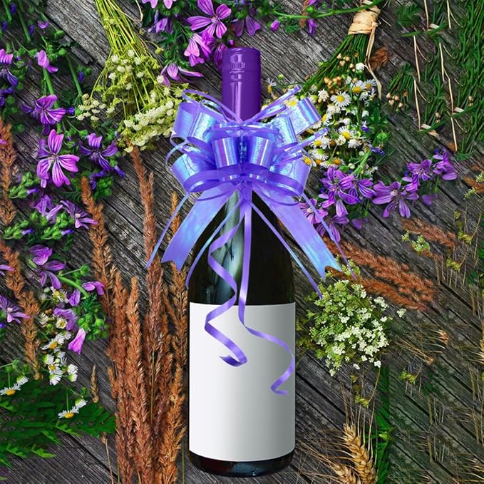 Iridescent Purple Gift Bows – Decorative Pull Ribbon Bows for Gift Wrapping, Halloween, Weddings, Birthday Parties, Crafts & Packaging – 6 inches, 10 PCS