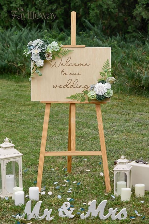 Artificial Flowers, 2PCS Silk Green Flowers for Centerpieces Decoration, Fake Cake Flowers for DIY Wedding Bridal Bouquets Home Party Floral Arrangement Decor