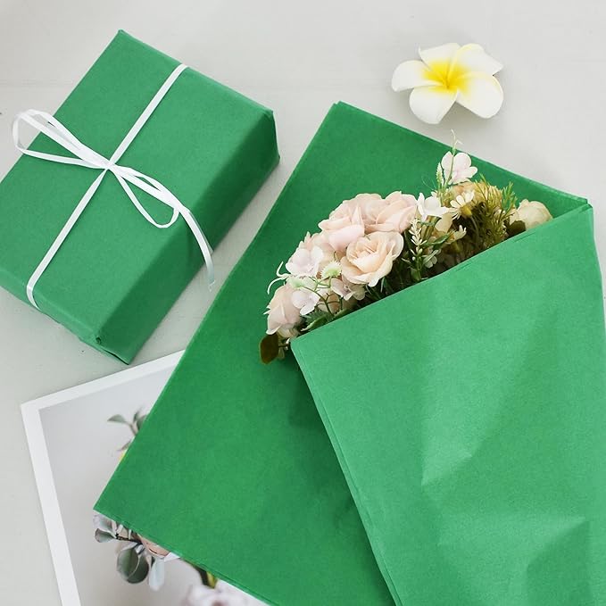 BEISHIDA 100 Sheets Green Tissue Paper Bulk, Wrapping Tissue Paper for Gift Bags, 14 x 20 Inch Gift Wrap for Birthday Wedding Graduation DIY Crafts Holiday Flowers