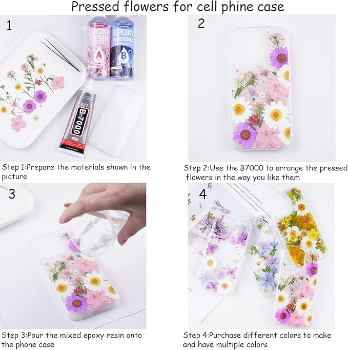 92Pcs Pink Dried Pressed Flowers for Crafts,Xinxinran Dry Flowers Kit for Resin Molds,Epoxy Resin Accessories,Bookmark,Nails, Jewelry Molds,Candle Making Supplies,Soap,Frame