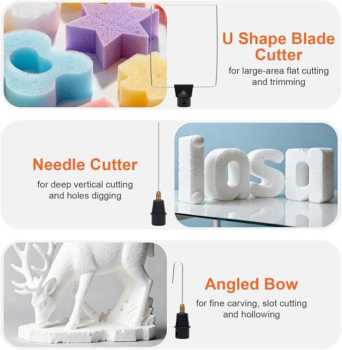 3 in 1 Foam Cutter Hot Wire Styrofoam Cutter Electric Styrofoam Cutting Tool with 3 Cutting Machine Pen for Foam Carving DIY Craft