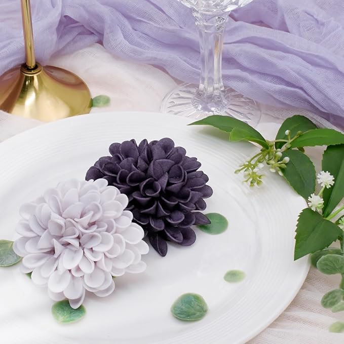 Artificial Flowers, 100pcs Realistic Artificial Rose for DIY Wedding Bouquets Centerpieces Arrangements, Dark Purple and Light Purple Dahlia Flowers with Stem for Bridal Shower Party Home Decorations