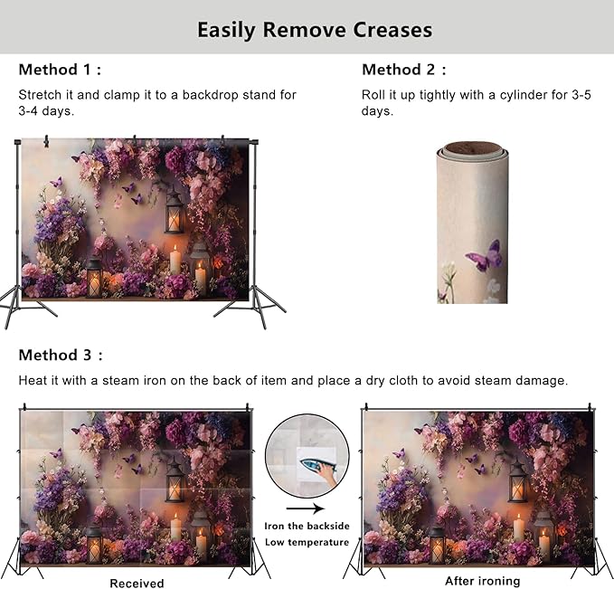 YongFoto Elegant Flower Wall Backdrop 7x5ft Floral Butterfly Candle Photography Background Baby Bridal Shower Wedding Girl Birthday Party Banner Room Decor Portrait Photoshoot Wallpaper Photo Booth