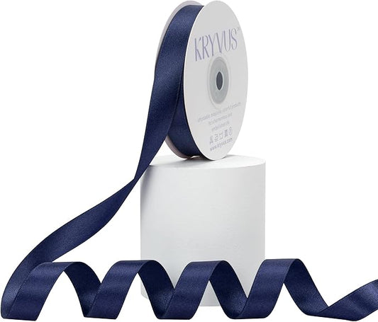 Navy Blue Satin Ribbon, Double Faced 5/8 Inch X 25 Yards Navy Blue Ribbon, Premium Satin Ribbon for Gift Wrapping, Crafts, Hair Bow Making, Sewing, Flower Bouquet, Wedding Party Decor