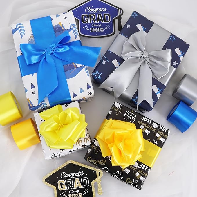 TONIFUL 1-1/2 Inch (40mm) x 100 Yards Royal Blue Wide Satin Ribbon Solid Fabric Ribbon for Gift Wrapping Chair Sash Valentine's Day Wedding Birthday Party Decoration Hair Floral Craft Sewing