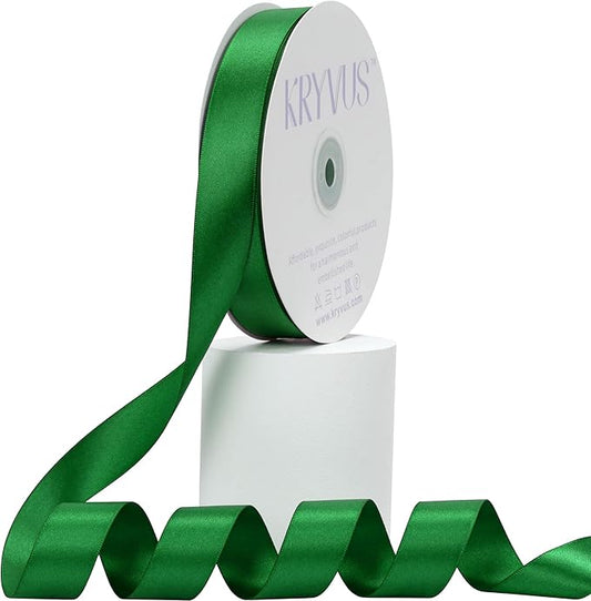 Green Satin Ribbon, Double Faced 7/8 Inch X 50 Yards Green Ribbon, Premium Satin Ribbon for Gift Wrapping, Crafts, Hair Bow Making, Sewing, Flower Bouquet, Wedding Party Decor