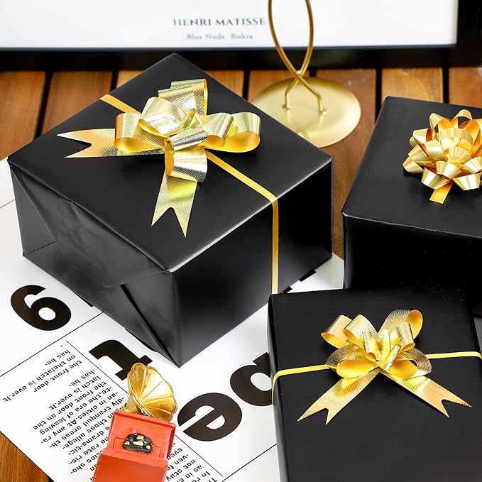RUSPEPA Matte Black Wrapping Paper - Solid Color Matte Gift Wrapping Paper Roll Perfect for Wedding, Birthday for Men, Christmas, Baby Shower, Graduation Gift, Father's Day Gifts - 17 Inch X 16.5 Feet