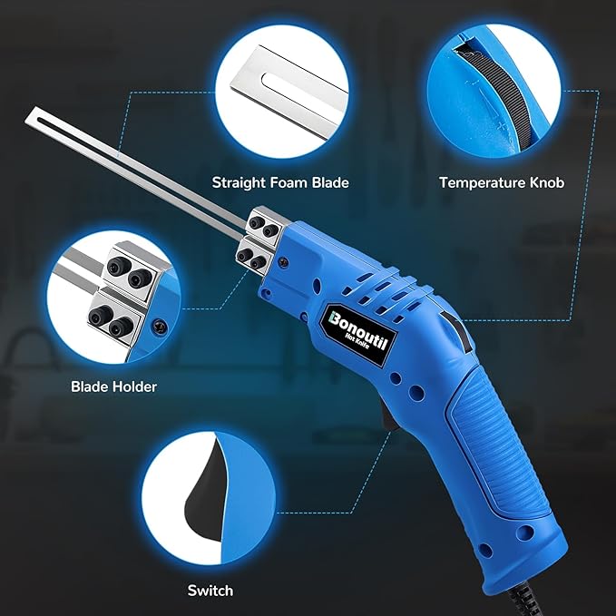 Electric Hot Knife with 4 Straight Blades Kit 150W 500℃ Craft Shears Foam Cutter for Styrofoam EVA, EPE, XPS, EPP, EPS, KT Board, Sponge