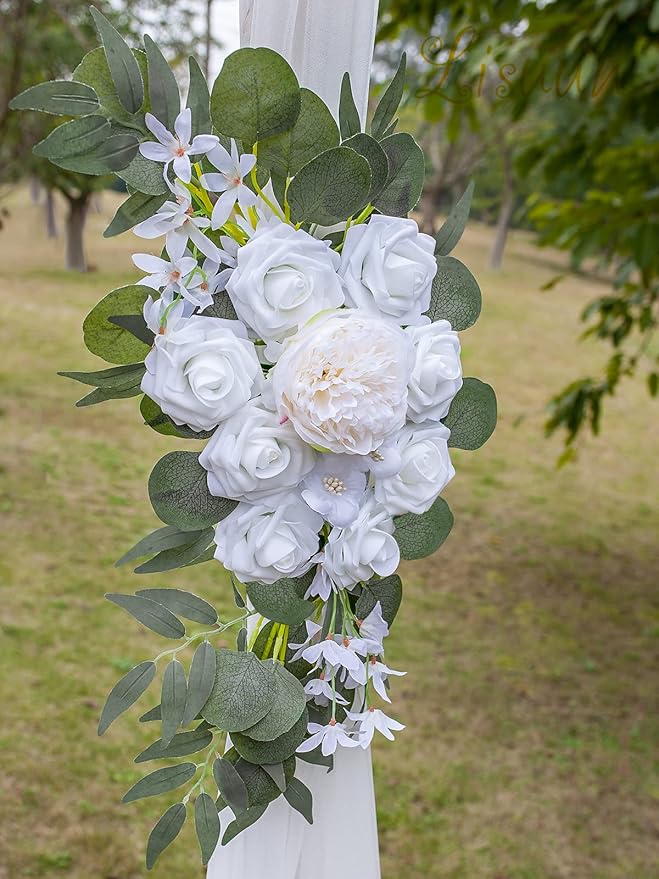 Wedding Arch Flowers, Artificial Flowers for Decoration, Large Flower Swag for Boho Styles Wedding Ceremony Floral Decor - Pack of 2
