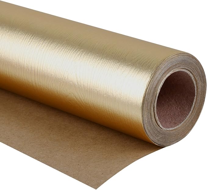 WRAPAHOLIC 30 Inch Gold Wrapping Paper Roll - Jumbo Roll Basic Texture Matte Gold for Birthday, Holiday, Wedding, Baby Shower Wrap - 30 inch x 16.5 feet