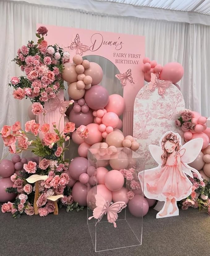 Arch Backdrop Cover Baby in Bloom Baby Shower Arch Stand Spandex Fabric Cover Blue Flowers Floral Pink Bows Girls Birthday Party Baptism Decorations (4X7.2ft,G-4029)