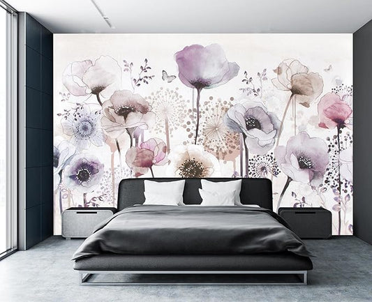 Wall Mural 3D Wallpaper - Bedroom & Living Room Decoration - Pastoral Flowers - 158"x110" (Not Self-Adhesive)