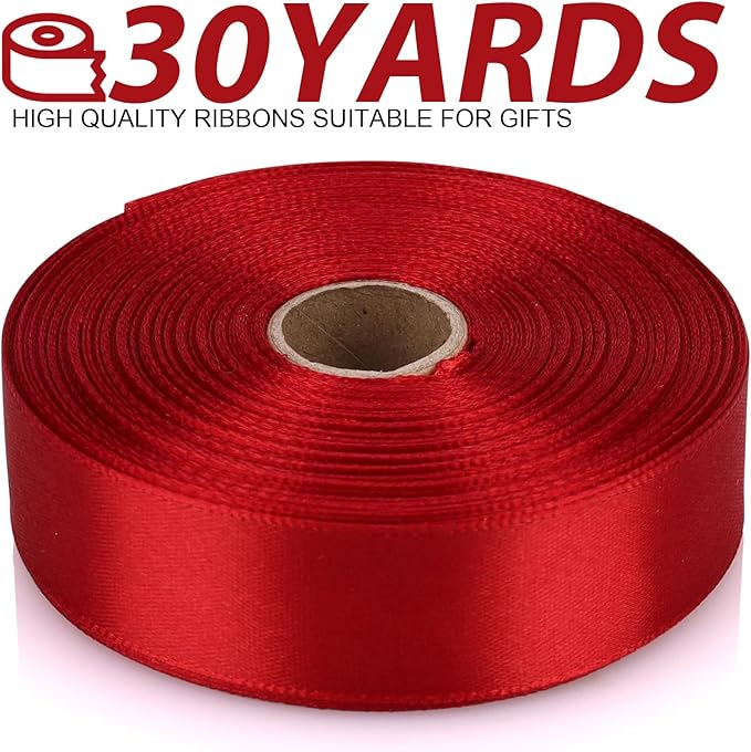 7/8 Inch 30 Yards Wine red Satin Craft Ribbon-Single Face Polyester Ribbon for Handmade Roses,Gift Wrapping,Timeless Flower,Bouquets,Wedding and Party Decoration