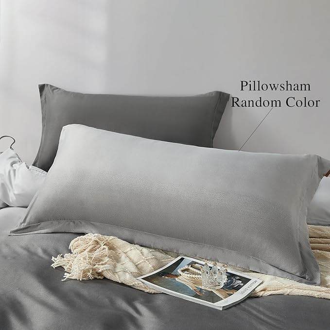 SAPHREAS King Size Black Gray Gradient Duvet Cover Set Microfiber Duvet Cover Set for All Season, 3 Pieces 1 Duvet Cover with Zipper 2 Pillow Shams (No Duvet Insert)