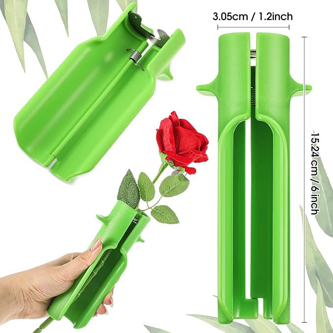 Lasnten 4 Pcs Rose Thorn Stripper Tool Thorn Remover Rose Cleaner Tool to Remove Leafs Thorns for Christmas Wedding Home Flower Shop DIY Florist Gardening Making Floral Arrangement(Green and Pink)