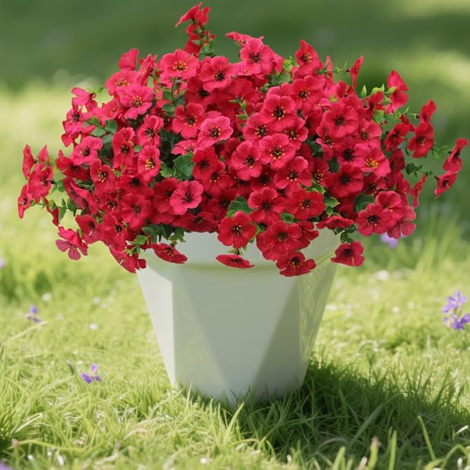 12 Bundles Artificial Flowers for Outdoor, UV Resistant Faux Mums with Eucalyptus Leaves Fake Plants for Outdoor Planters Greenery Boxwood Porch Patio Decoration