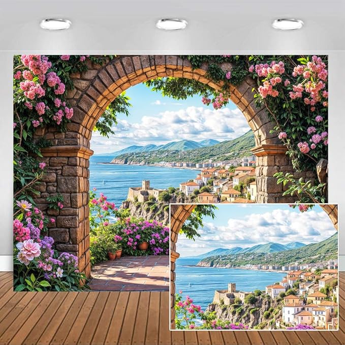 Garden Backdrop, Colorful Flower Floral Blossom Newborn Baby Shower Party Supplies Decoration Background Portrait Photoshoot Home Wall Decor Photo Studio Props 10x8ft