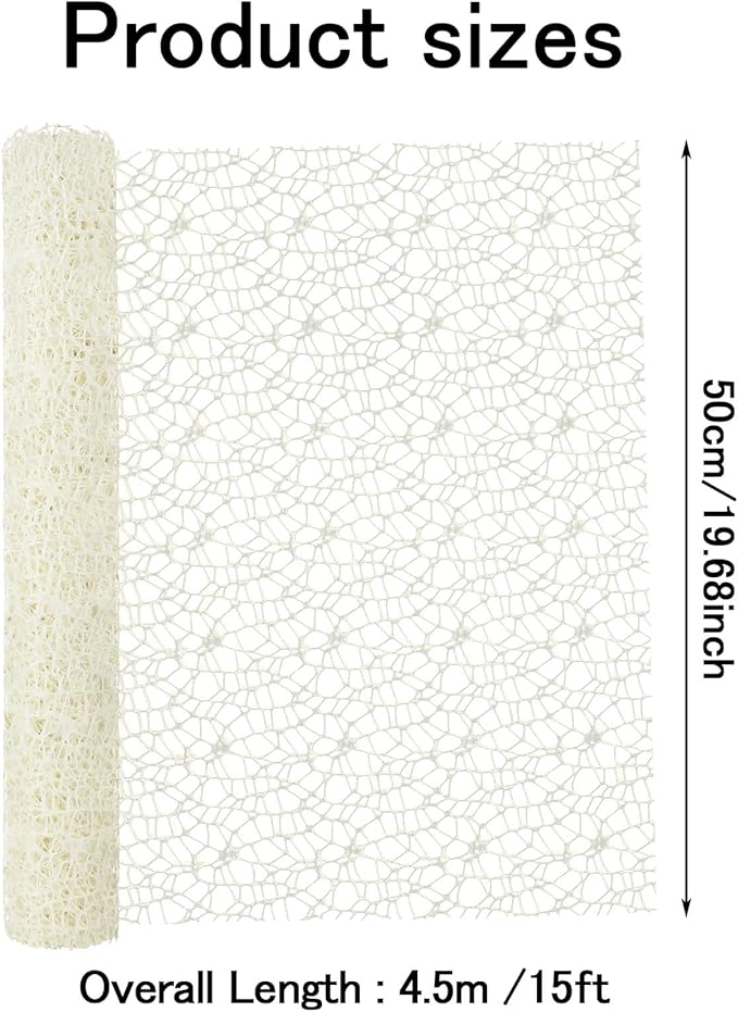 FOIMAS Flower Bouquet Wrapping Paper Roll,19.6" x 5 yrs Mesh Bouquet Wrapping Paper for Presents Flower Packaging Hand Decor,Milky White