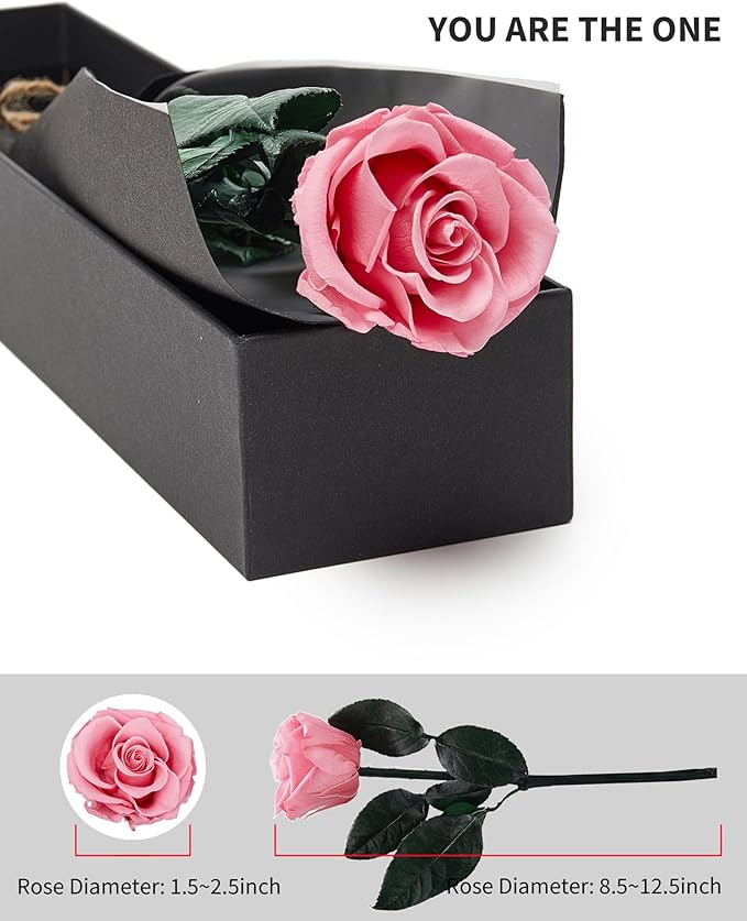 Coral Pink Flowers for Delivery Prime, Preserved Pink Roses Flower Gifts for Women, Real Roses Single Rose Gifts for Her, Mom Birthday Gifts from Daughter, Valentines Flowers