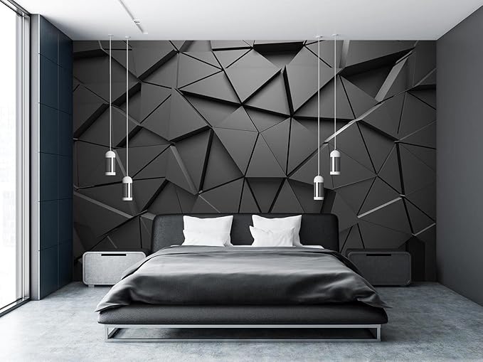 Cliouar-Black Geometric Figures 3D Wallpaper Mural 182" x 122"(Not Self-Adhesive)