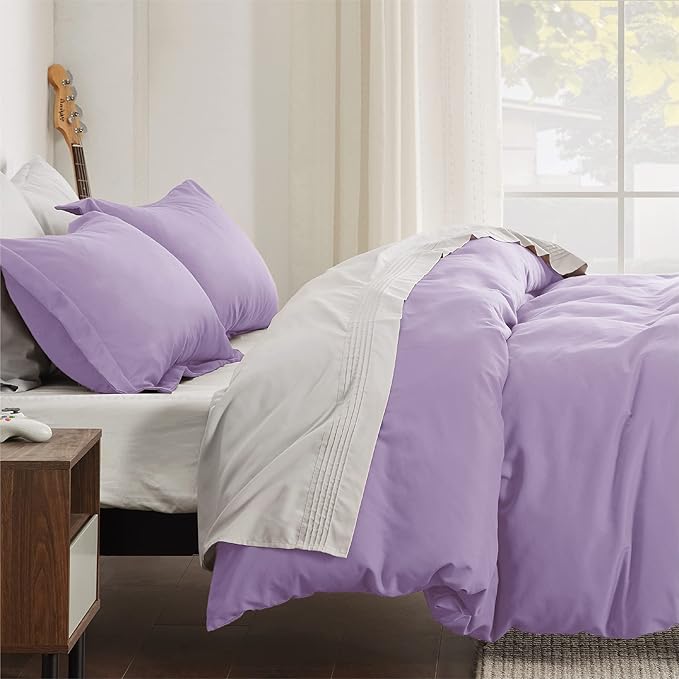 Bedsure Duvet Cover King Size - Soft Double Brushed Bedding Set for Kids & Adults, Zipper Closure, 3 Pieces, Includes 1 Duvet Cover (104"x90") & 2 Pillow Shams, NO Comforter, Orchid Bloom