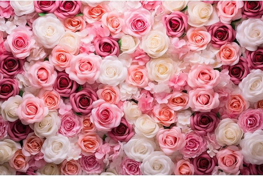 Pink Roses Background Flowers Wall Photography Background Various Floral Roses Backdrops Anniversary Birthday Wedding Baby Shower Backgrounds Decor Children Adults Video Studio Prop 10x8ft