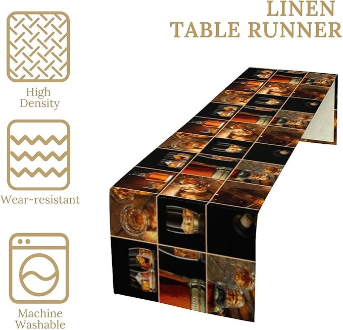 Red Wine Themed Vintage Table Runner, Kitchen Dining Table Farmhouse Decoration for Home Party Decor 13x120 Inch