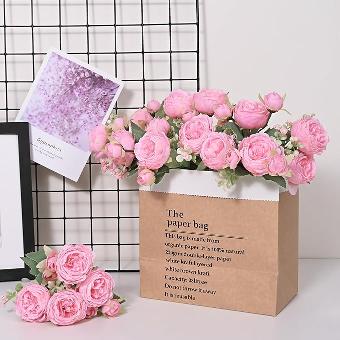 MARTINE MALL 4 Packs Peonies Artificial Flowers, Light Pink Artificial Peonies, Silk Peonies Flowers Fake Peonies Artificial Flowers Peonies Bouquet for Centerpiece Table Wedding Party Home Decor