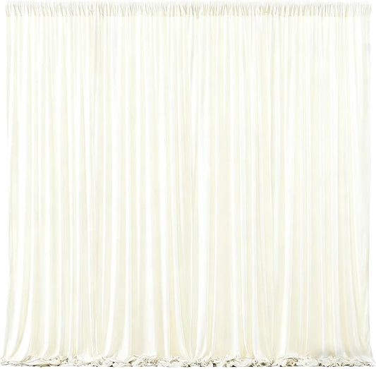 Beige Backdrop Curtains-Wrinkle-Free Polyester Photography Drapes Party Curtain Background for Baby Shower Wedding Decorations- 24 X10FT (Beige)