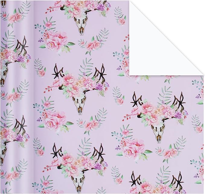 Aimyoo Pink Floral Wrapping Paper Jumbo Roll 17 in x 60 ft, All Accasion Flower Gift Wrap for Wedding Birthday Bridal Shower