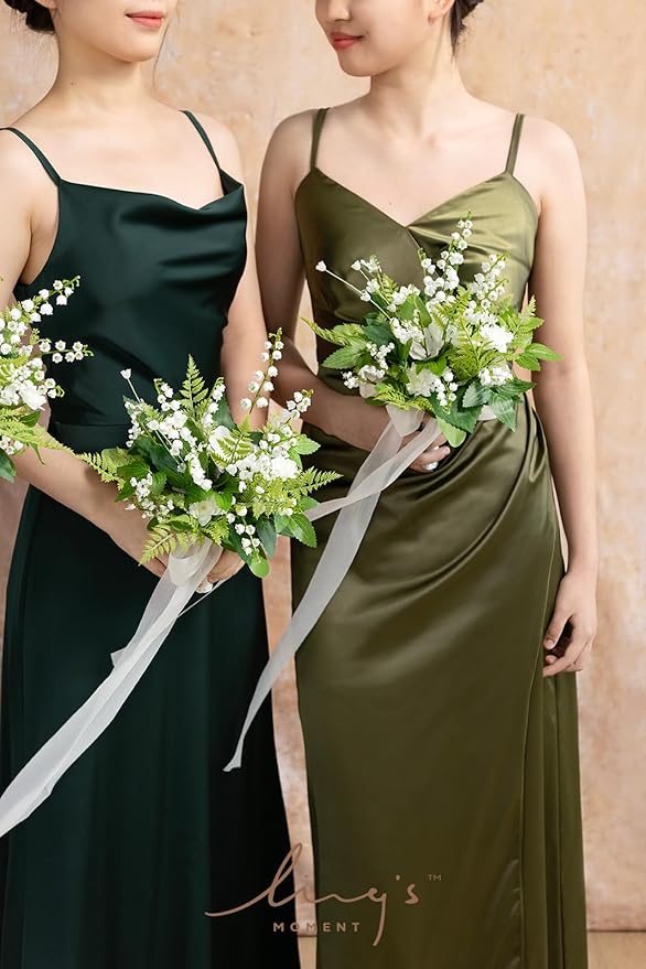 Ling's moment Bridesmaid Bouquet Set of 6, Bridal Bouquets for Bridesmaids, 7 Inch Wedding Bouquets for Bridesmaids, Wedding, Ceremony, Anniversary, etc.
