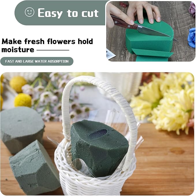 Round Floral Foam 4.5'' SUPKING Flower Foams 4Pcs Florist Foam Block Wet Dry Green Foam for Artificial and Fresh Flower Arrangement