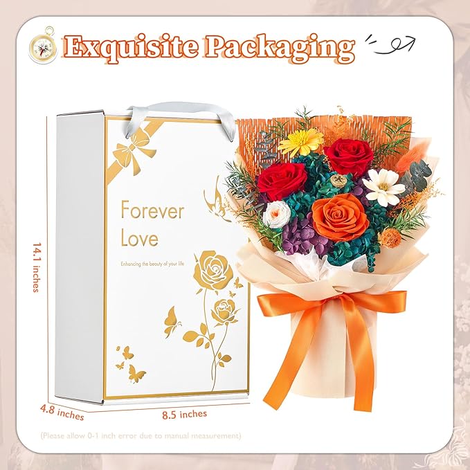 Flowers for Delivery Prime Forever Flowers Preserved Roses Bouquets Purple Flower Birthday Gifts for Women Valentine's Day Mothers Day Graduation