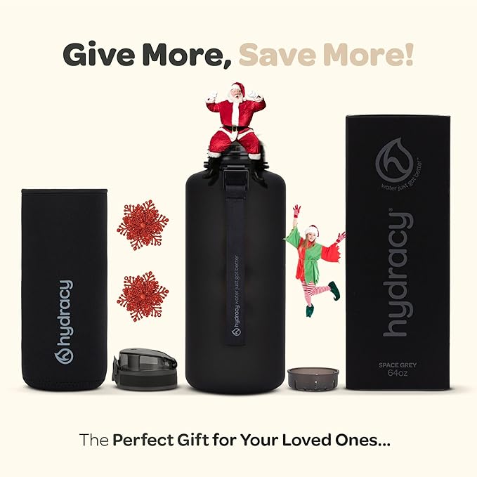 Hydracy Water Bottle with Time Marker -Large BPA Free Water Bottle & No Sweat Sleeve -Leak Proof Gym Bottle with Fruit Infuser Strainer & Times to Drink -Ideal for Fitness Sports & Outdoors