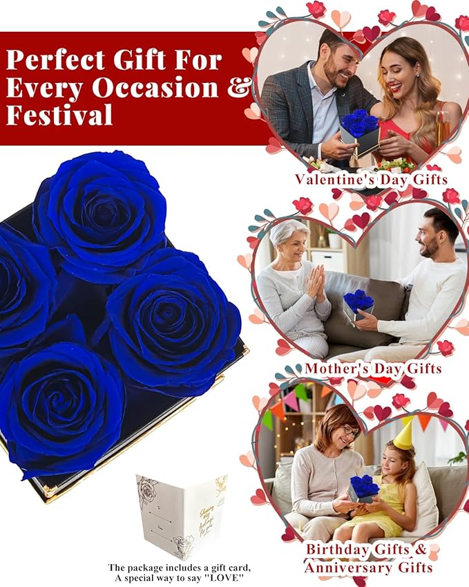 Changshunqi Forever Flowers, Preserved Real Roses in Box Lasting 2-3 Years, Preserved Flowers Birthday Gifts for Womem Mom Her,Anniversary Eternal Flowers Gifts for Mother Women Friends