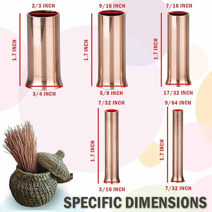 ARSTBETY Longer Pine Needle Basket Making Guide Coiling Tool, Copper Pine Needle Gauge Guide for Basket Making Weaving (Copper Basket Making Gauge)