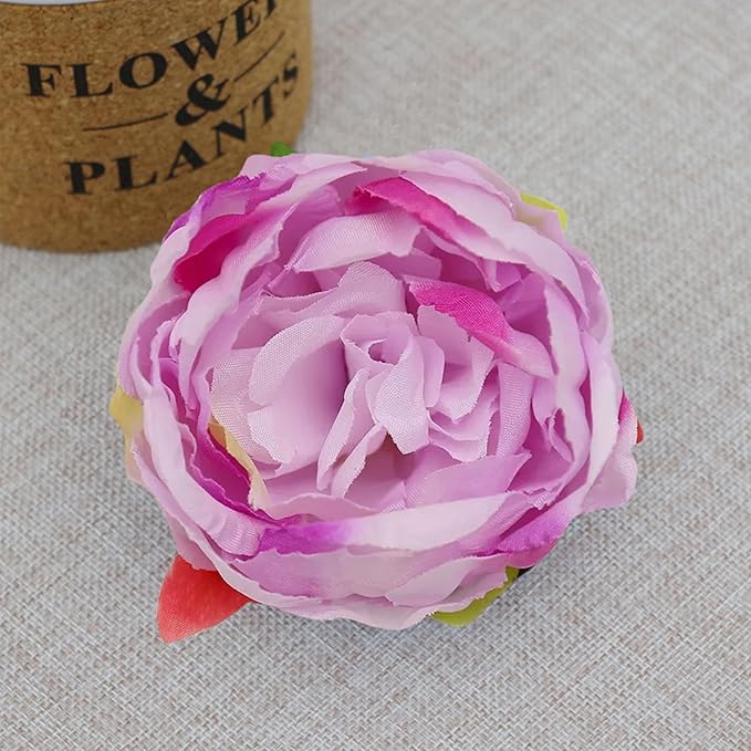 FagusHome 25 Pcs Silk Peony Artificial Flower Heads 4 inch Fake Peony Flowers Heads with Stems Artificial Peony Flower Heads in Bulk Wholesale for Wedding Home Decor (Light Purple)