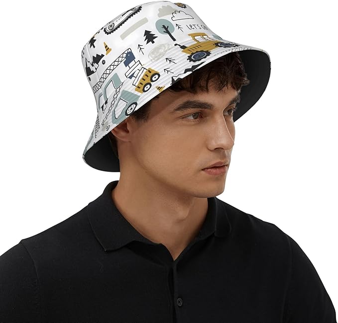 Christmas Navy Blue Tree Bucket Hat Novelty Sun Hats Trendy Fisherman Cap for Men and Women