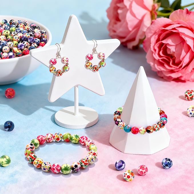 100 PCS 10mm Resin Beads Bulk for Bracelet Making Kit, Abstract Style Round Loose Beads for Jewelry Earring Necklace Rings Art Craft DIY Projects