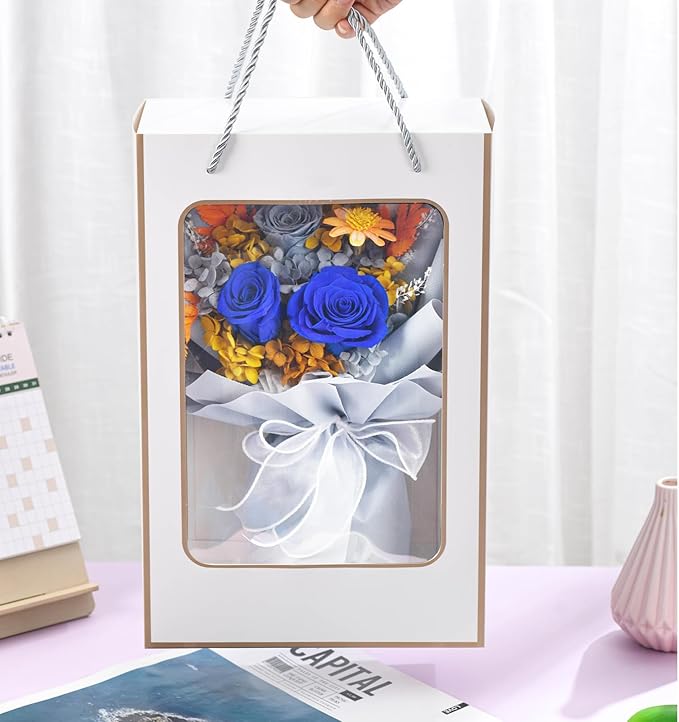 lovenfold Flowers for Delivery Prime,Preserved Flowers Bouquets,Blue Rose Bouquets That Last 1-3 Years,Birthday Flowers Gifts for Women Mom Grandma Wife Friends