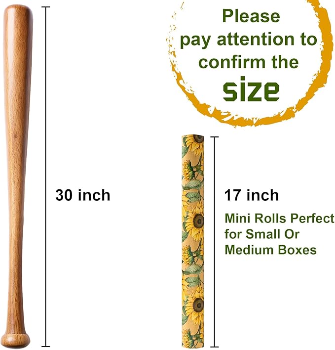 MAYPLUSS Kraft Sunflowers Gift Wrapping Paper - Vintage Elegant Sunflowers Floral Gift Wrap Paper for Women Birthday, Christmas, Baby Shower, Mothers Day, Thanksgiving, Holiday - 17 Inches X 33 Feet