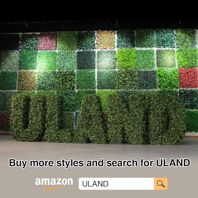 ULAND Artificial Topiary Hedges Panels, Plastic Faux Shrubs Fence Mat, Greenery Wall Backdrop Decor, Garden Privacy Screen Fence, Pack of 6pcs 20"x20"