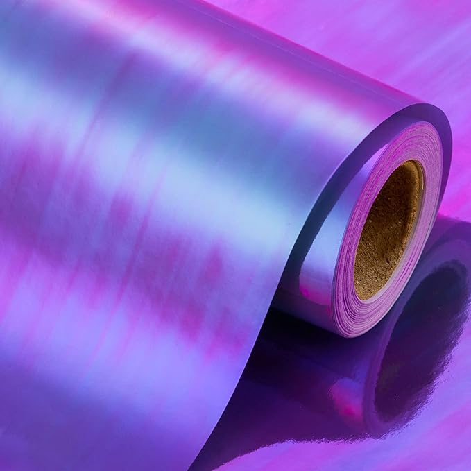 Yarcony Purple Wrapping Paper Roll - 17Inch x 33Feet - Thick Luxury Holographic Iridescent Texture Girls Gift Wrap Paper for Birthday, Wedding, Bridal Shower, Valentine's Day, Christmas, Holiday