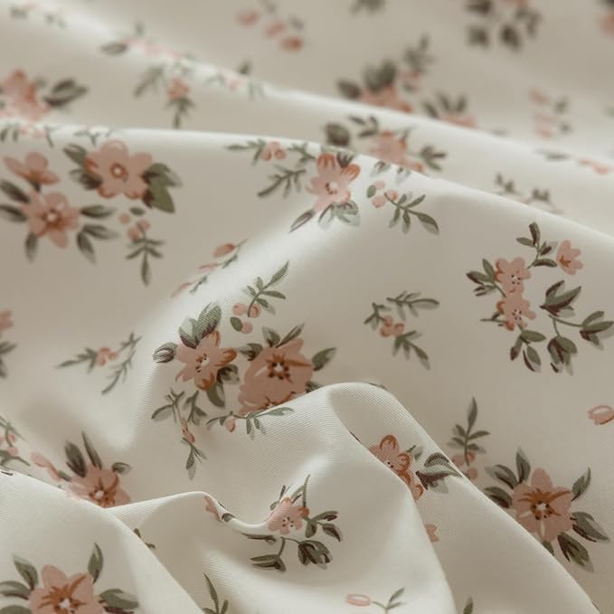 LifeTB Blush Pink Floral Comforter Set Twin XL Vintage Garden Flower Bedding Comforter Girls Botanical Comforter with 2 Bow Ties Pillowcases Fluffy Cottagecore Comforter Set for All Seasons