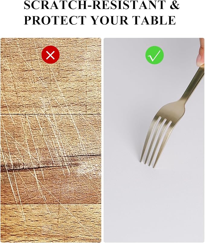 Pure White Plastic Table Cover Protector, 42" x 60" Waterproof Easy Flat PVC Desk Pad Mat, 1.5mm Thick Rectangle Vinyl Table Top Protector for Dining Room Table, Office, Dresser