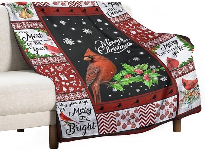 Cardinal Christmas Throw Blanket for Kids & Adults - Soft, Warm & Cozy Fleece for Couch, Sofa & Bed - 40"x50"