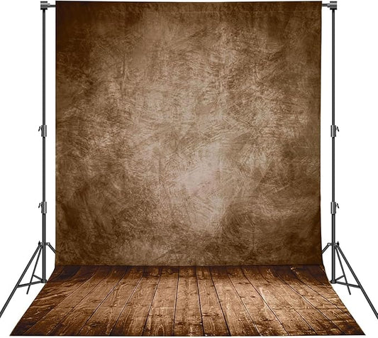 Professional Abstract Portrait Photography Backdrop,Wall with Wood Floor Backdrop for Kids Photography Baby Newborn Cake Smash Photo Shoots Hypoallergenic Fabric Photography Props(Brown-8x10ft)